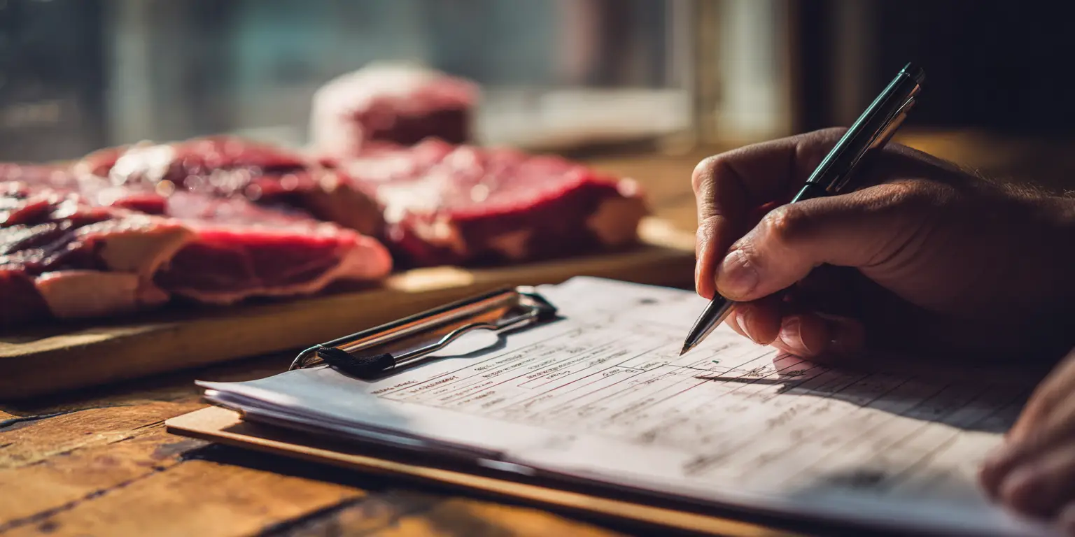Customer filling out a meat cut sheet